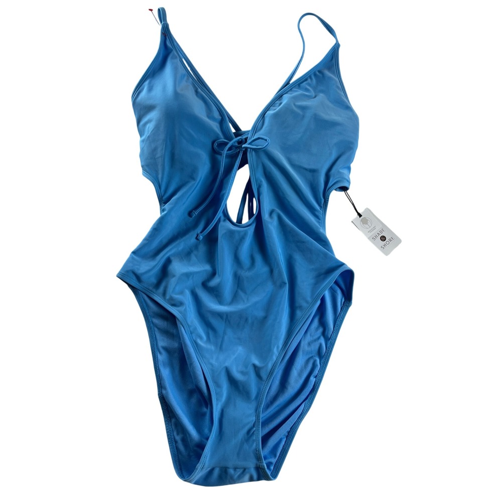 Shade & Shore Blue Monokini Cutout One Piece Swimsuit Tie‎ Front XL